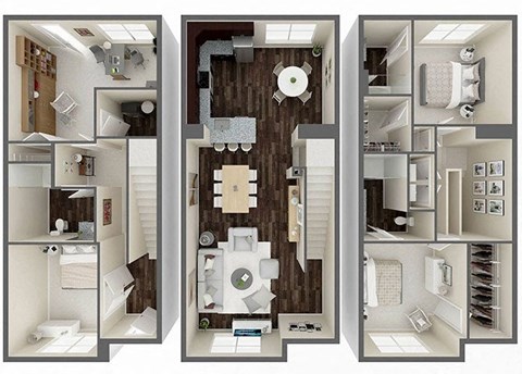 Floor plan for 3 beds, 3 baths, 2160 sqft